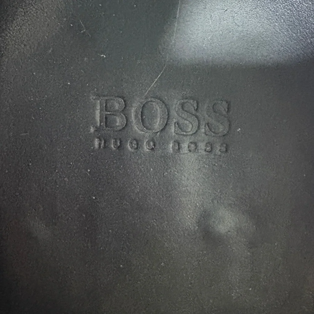 Hugo Boss Black Leather Square Toe Derby Dress Shoes Italy Classic Men's 11‎